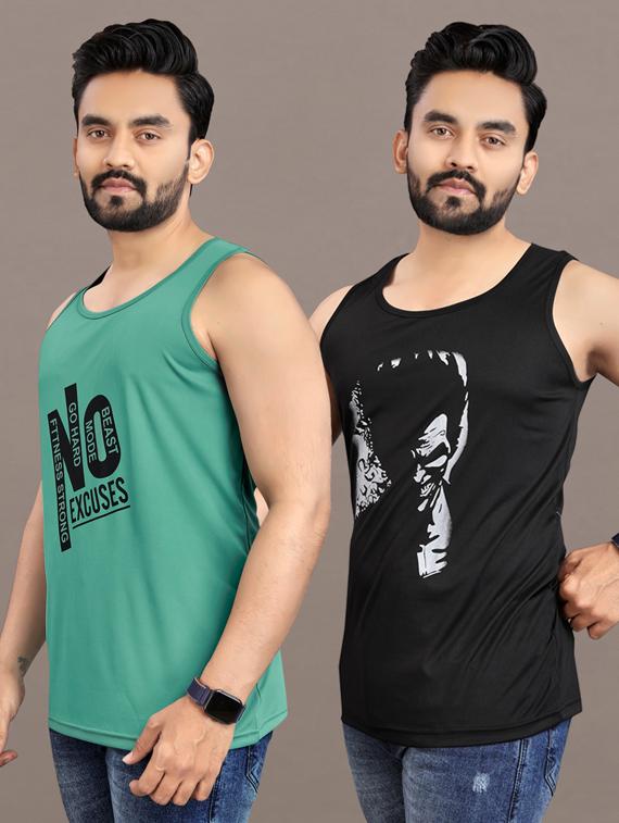 men's pack of 2 printed vest - 21397485 -  Standard Image - 1