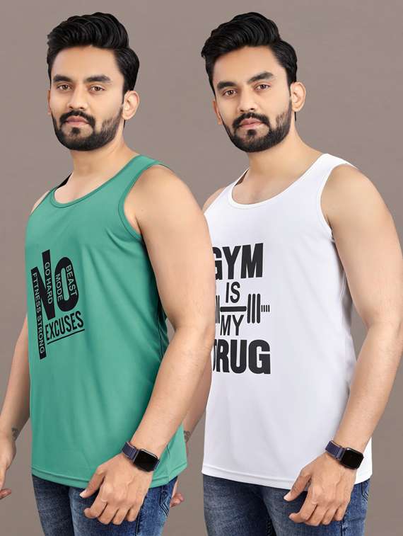 men's pack of 2 printed vest - 21397486 -  Standard Image - 1