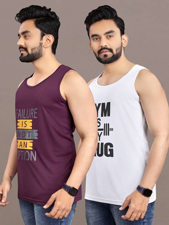 men's pack of 2 printed vest - 21397489 -  Standard Image - 1