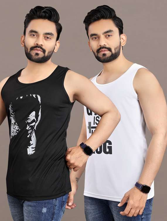 men's pack of 2 printed vest - 21397492 -  Standard Image - 1