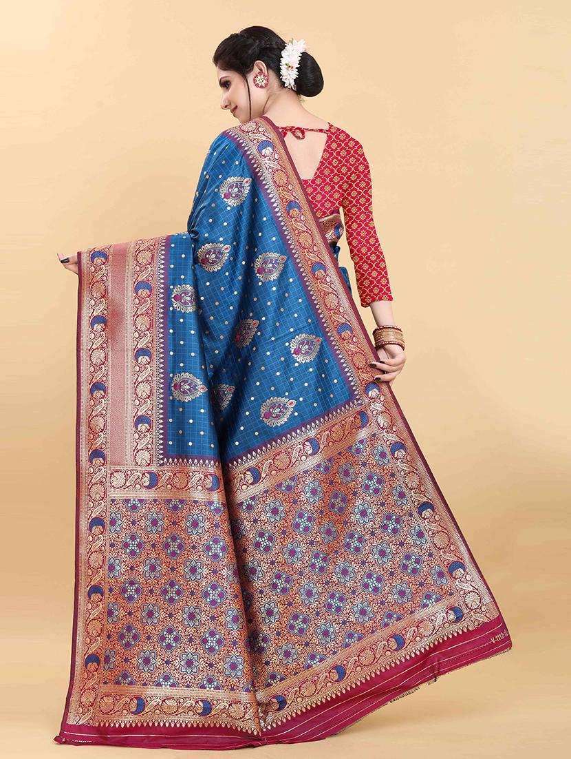 women blue banarasi saree - 21397514 - Standard Image - 1