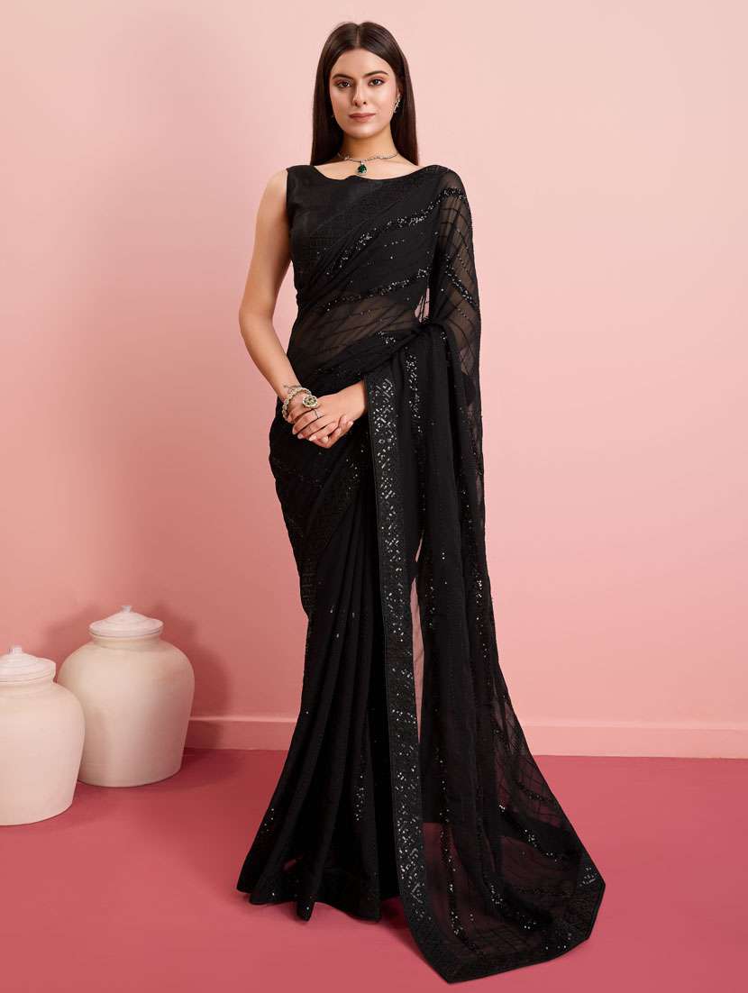 women black embellished saree with blouse