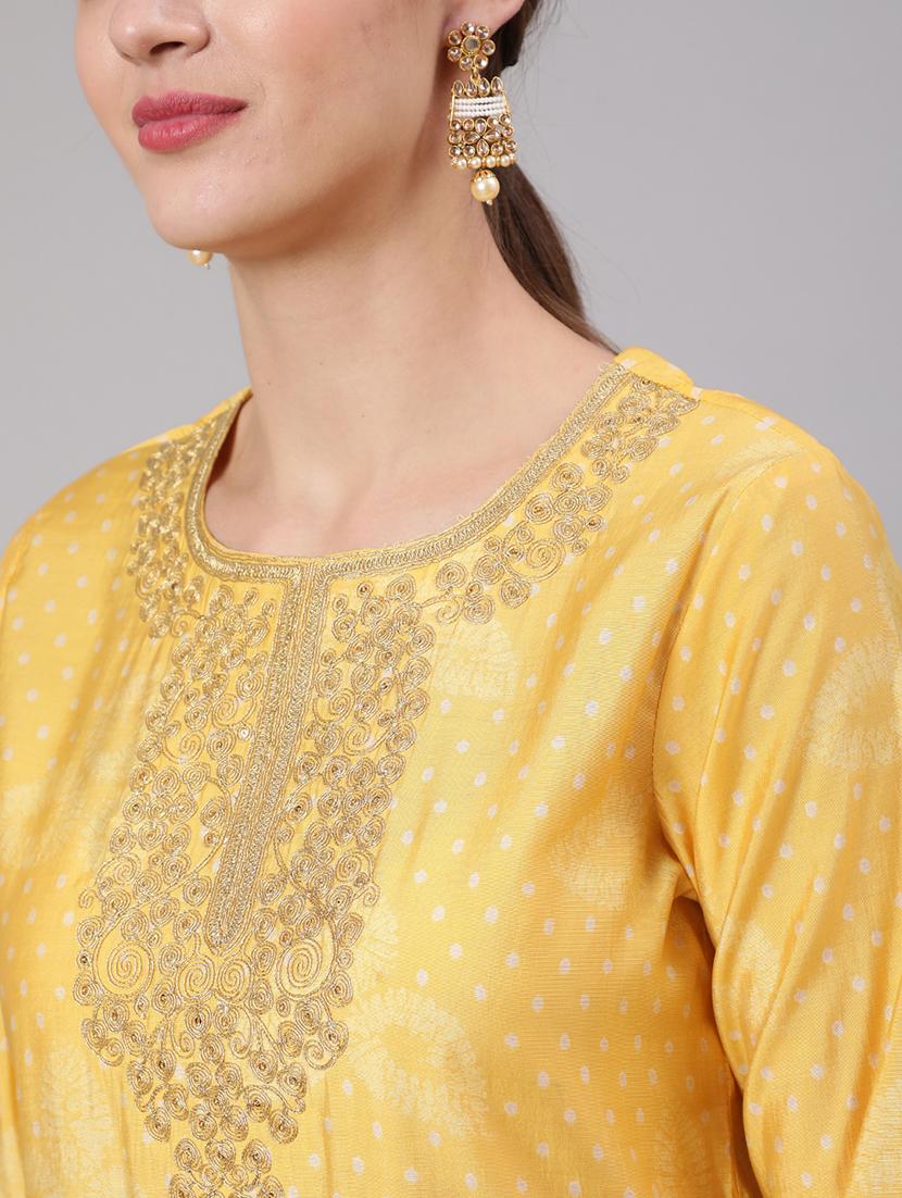 mustard embroidered suit set - 21398357 - Standard Image - 4