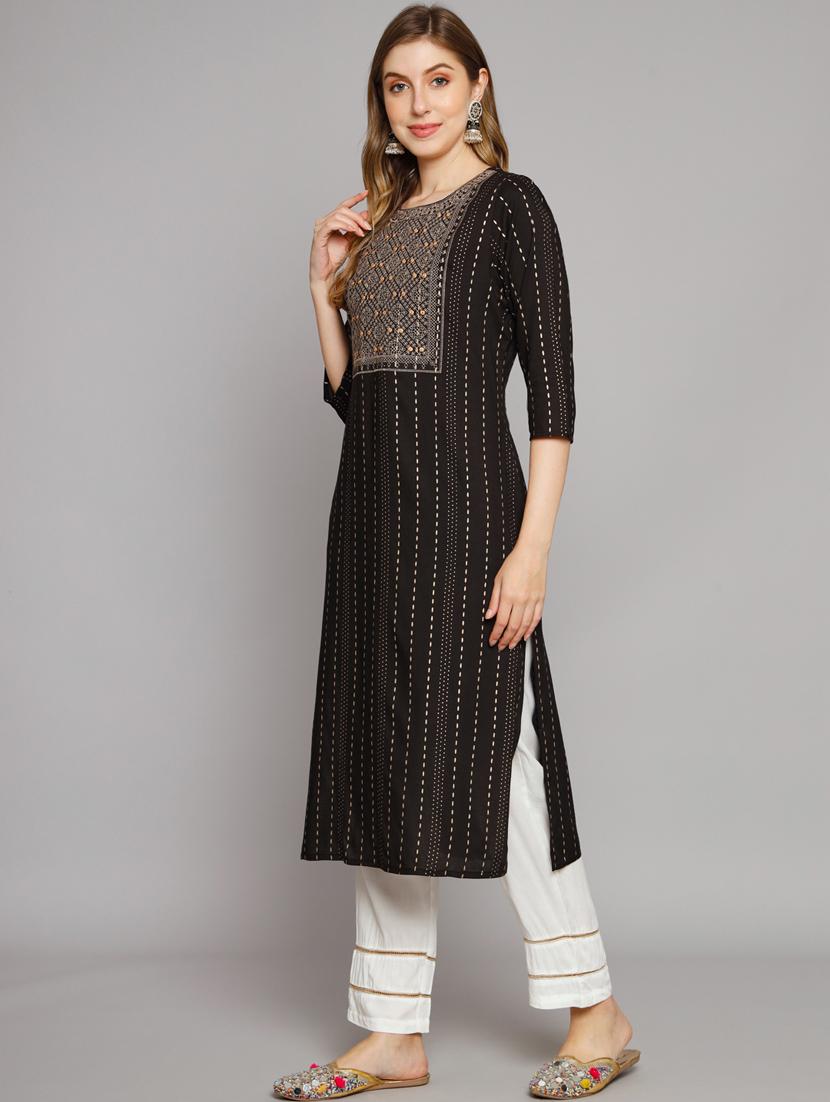 women stripes printed kurta pant set - 21398858 -  Standard Image - 1