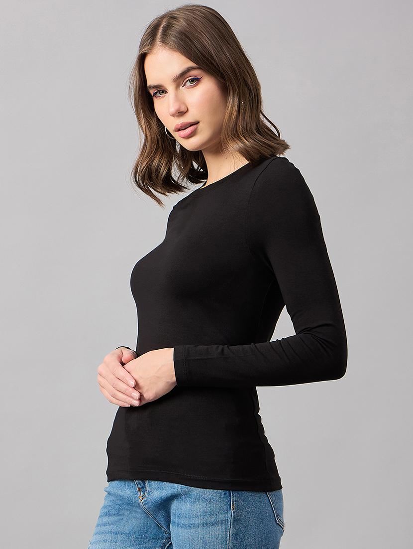 women black cotton plain t-shirt