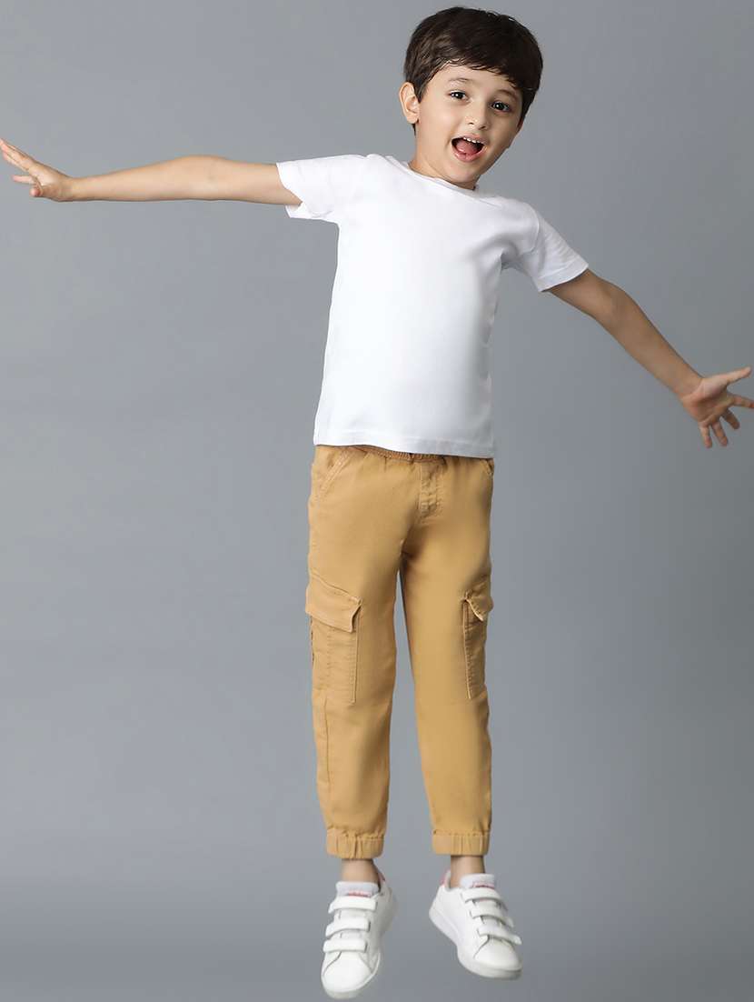 boys khaki lycra blend cargos trouser - 21399203 -  Standard Image - 4