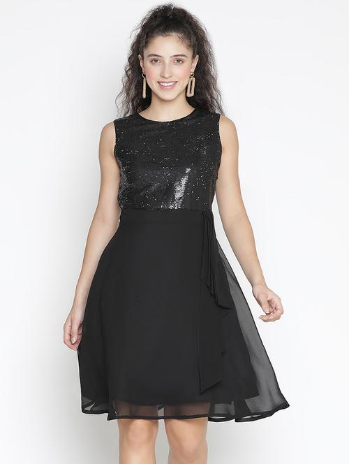 women black embellished fit & flare dress - 21399300 -  Standard Image - 0