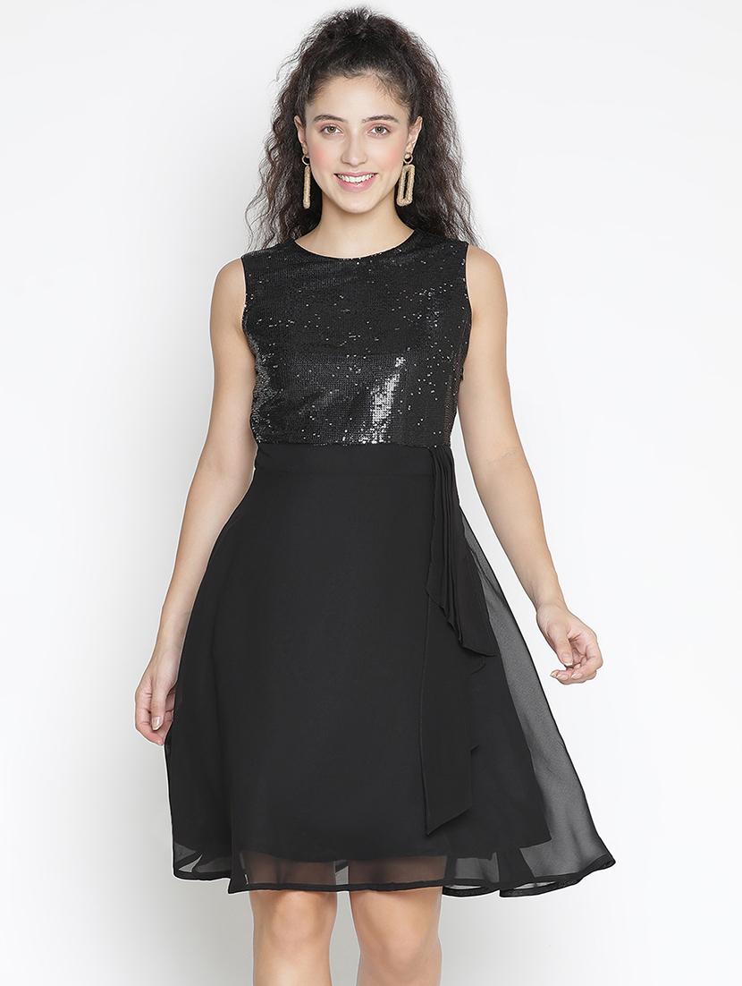 women black embellished fit & flare dress - 21399300 -  Zoom Image - 0