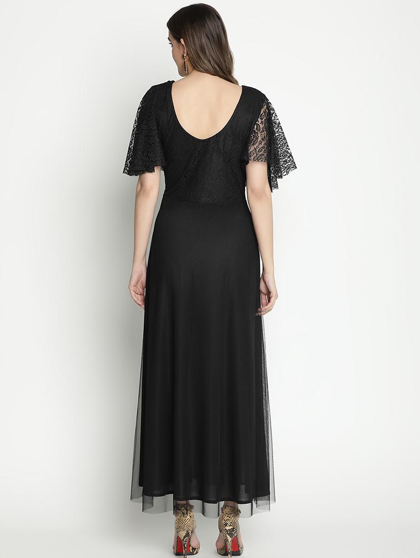 black self-designed fit & flare dress - 21399306 - Standard Image - 4