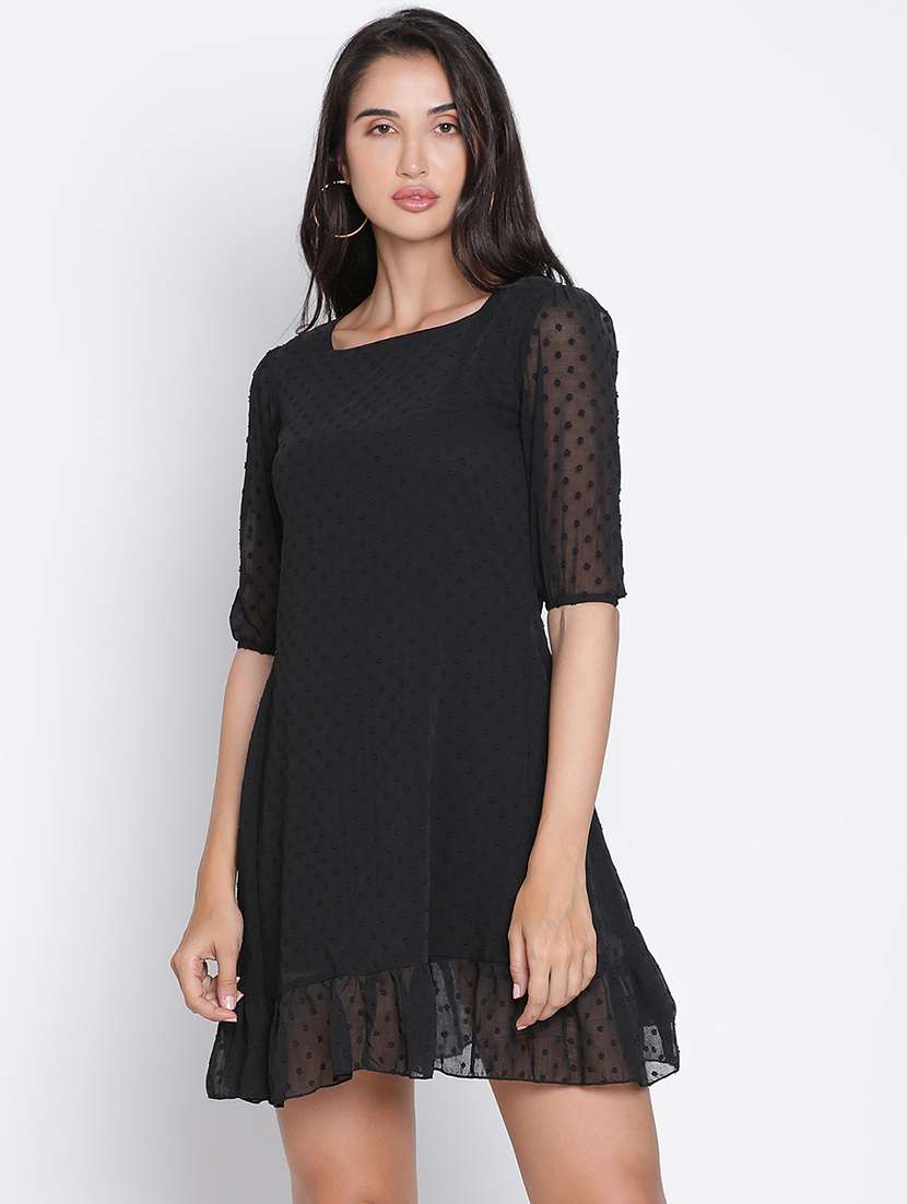 black self-designed a-line dress - 21399314 - Zoom Image - 0
