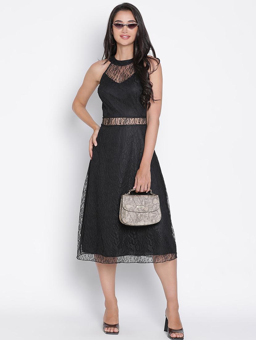women lace detailed halter neck dress - 21399315 -  Standard Image - 1
