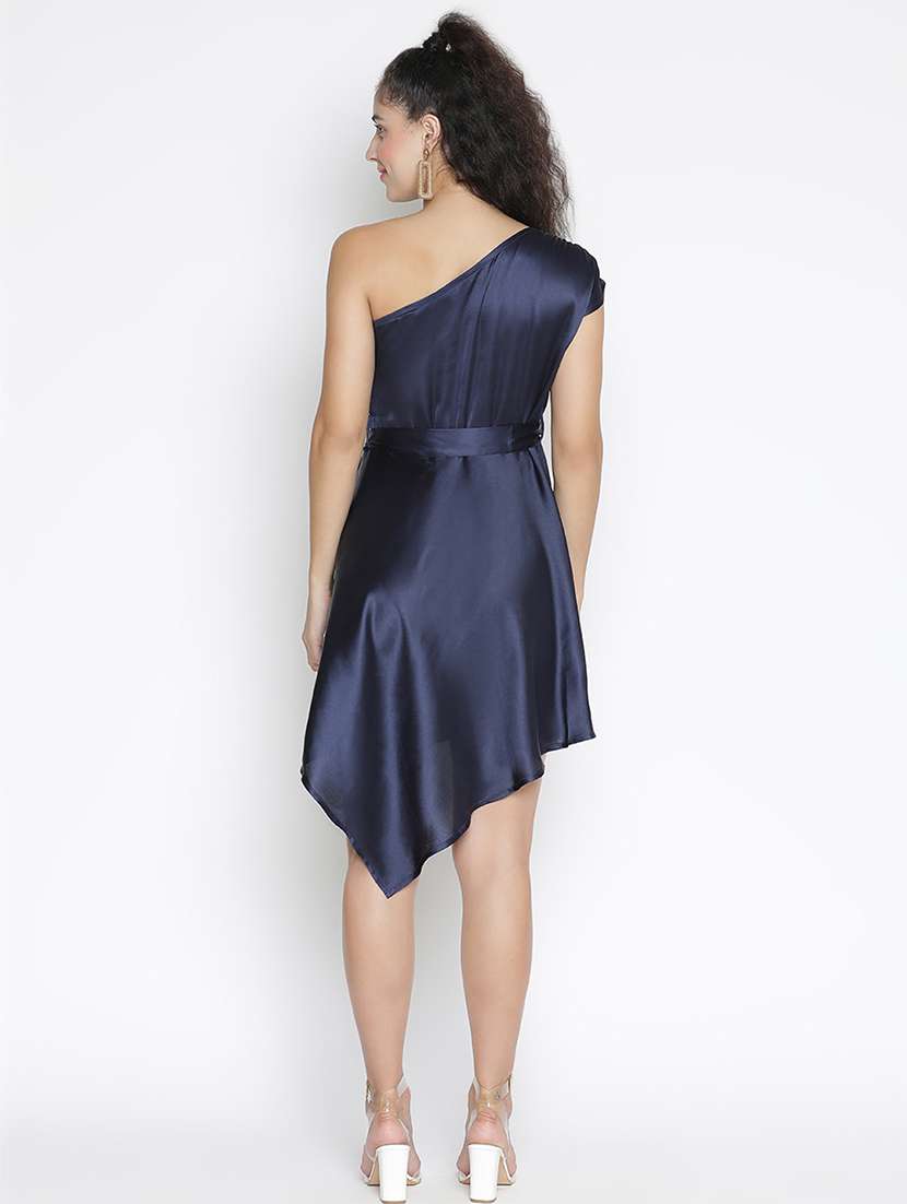 blue solid asymmetric dress - 21399328 - Standard Image - 4