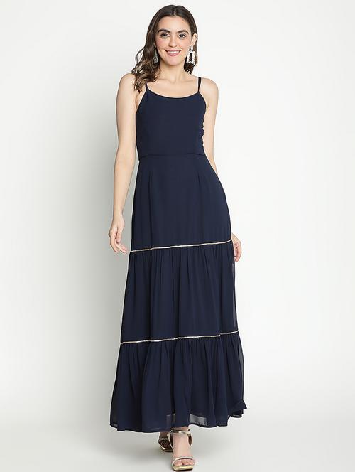 navy blue solid tiered dress - 21399335 - Standard Image - 0