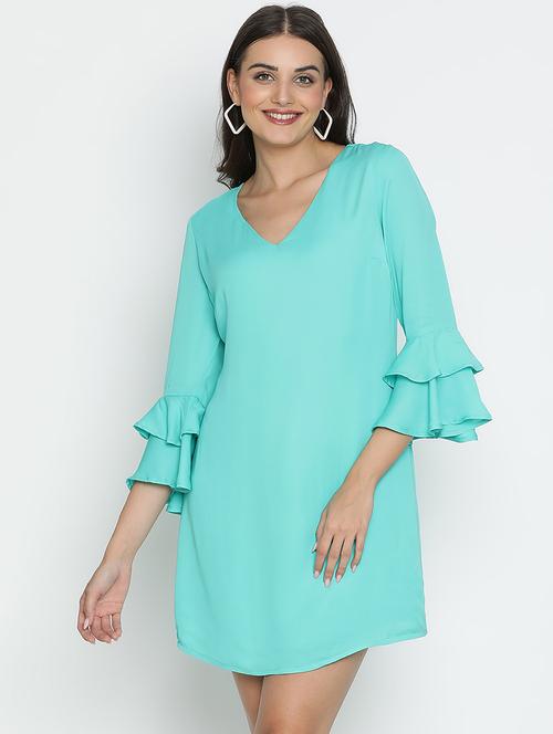 blue polyester a-line dress - 21399341 - Standard Image - 0