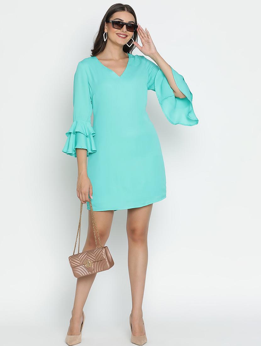 blue polyester a-line dress - 21399341 - Standard Image - 4
