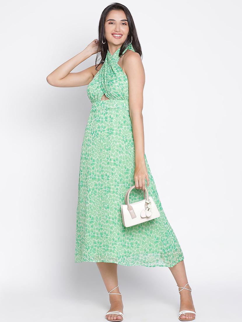 women green polyester a-line dress - 21399357 -  Standard Image - 1