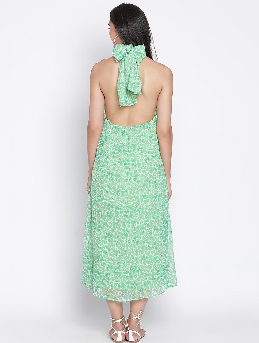women green polyester a-line dress - 21399357 - Standard Image - 4