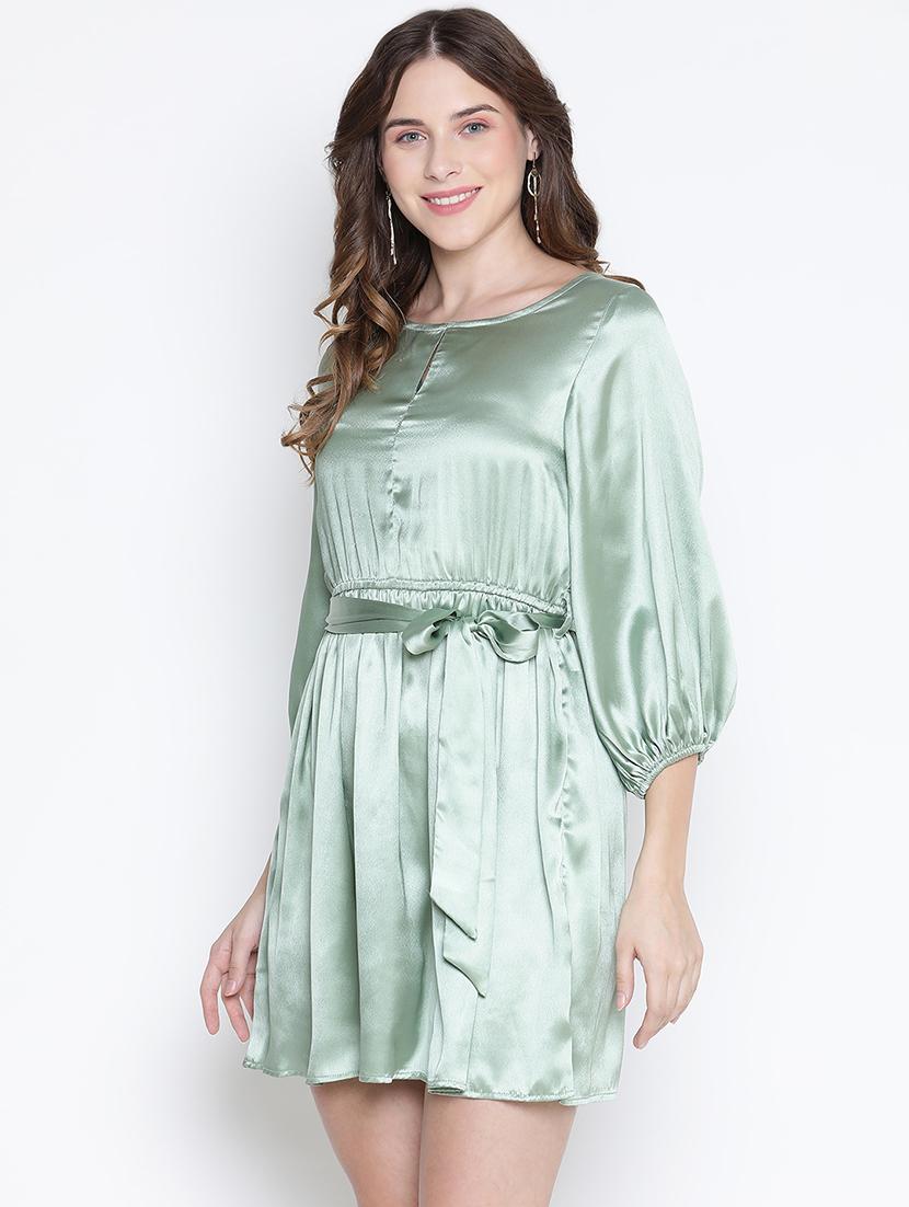 neo mint solid fit & flare dress - 21399367 - Standard Image - 1