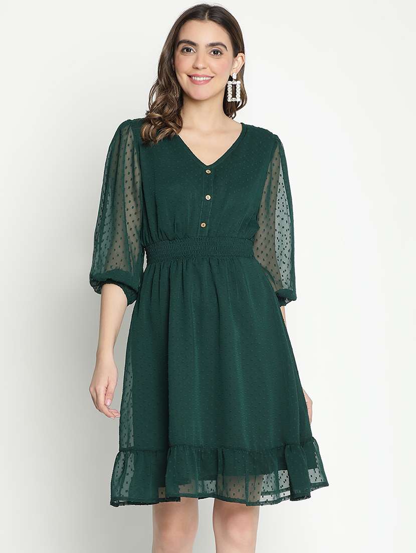 green self-designed fit & flare dress - 21399369 - Zoom Image - 0