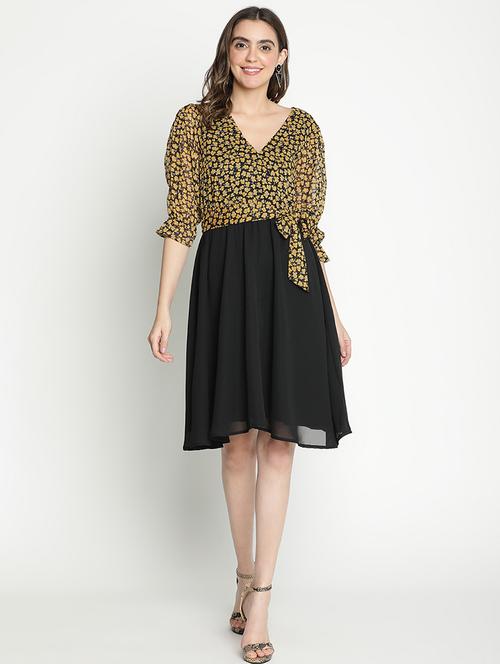 women black polyester fit & flare dress - 21399387 -  Standard Image - 0