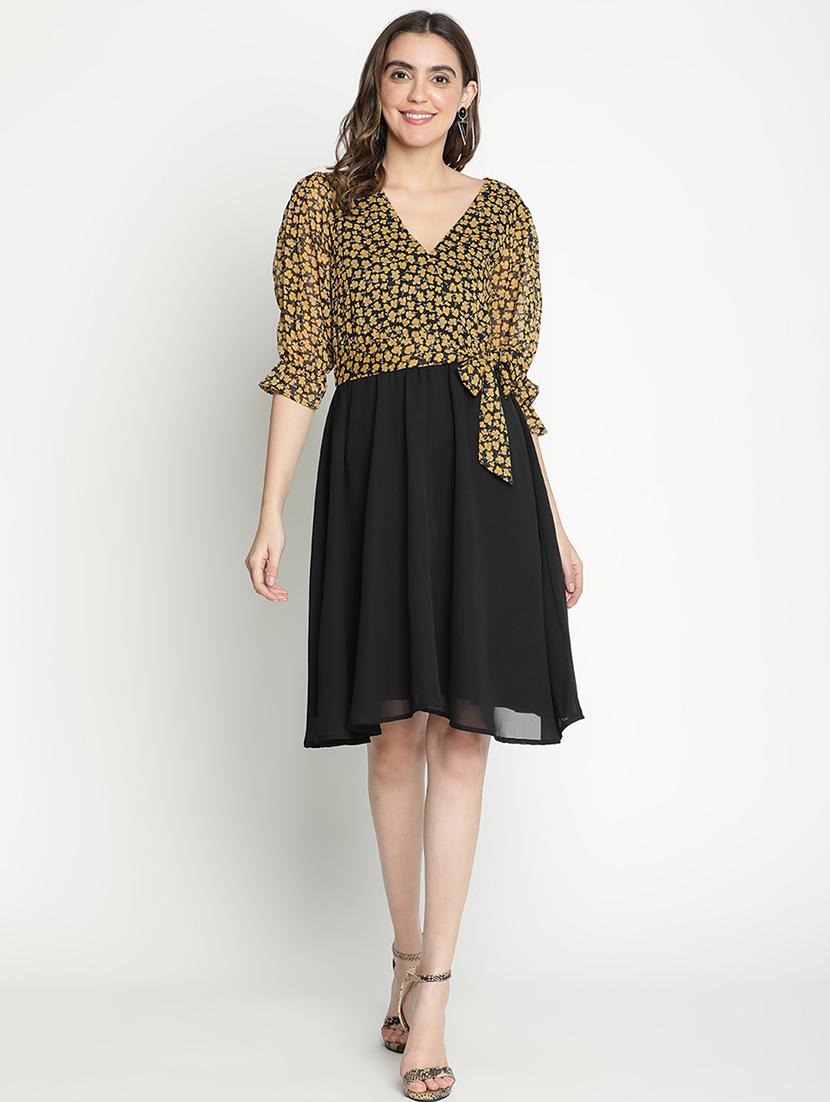 women black polyester fit & flare dress - 21399387 -  Zoom Image - 0
