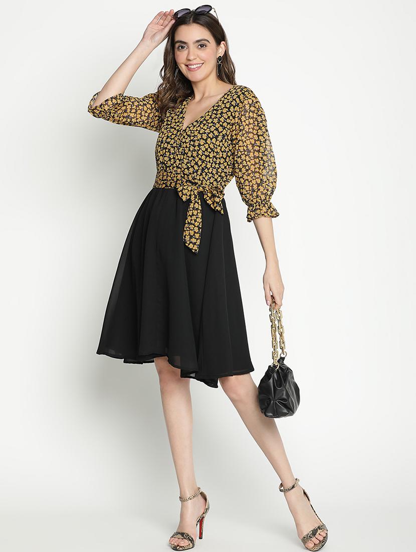 women black polyester fit & flare dress - 21399387 -  Standard Image - 1