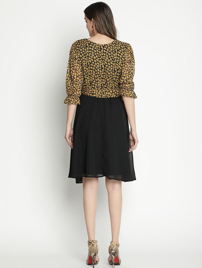 women black polyester fit & flare dress - 21399387 - Standard Image - 4