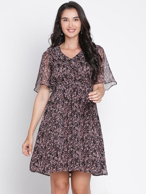 multicolored floral printed fit & flare dress - 21399391 -  Standard Image - 0