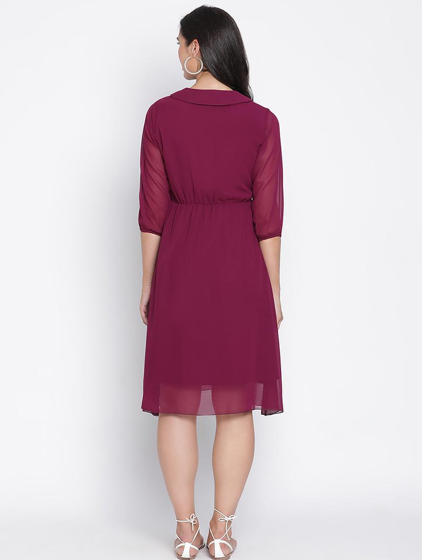 women maroon polyester fit & flare dress - 21399401 - Standard Image - 4