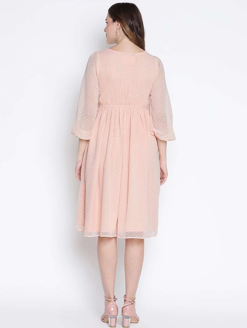 women peach polyester fit & flare dress - 21399405 -  Standard Image - 4
