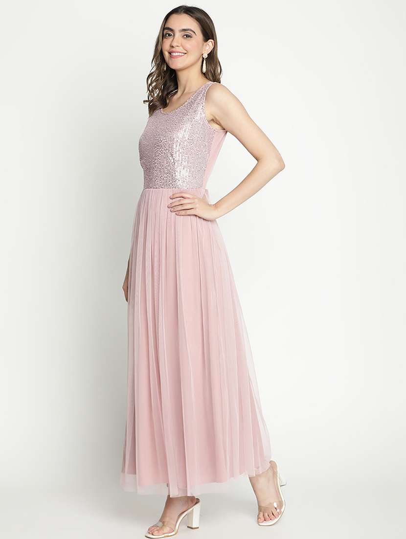 women pink polyester fit & flare dress - 21399409 -  Standard Image - 1