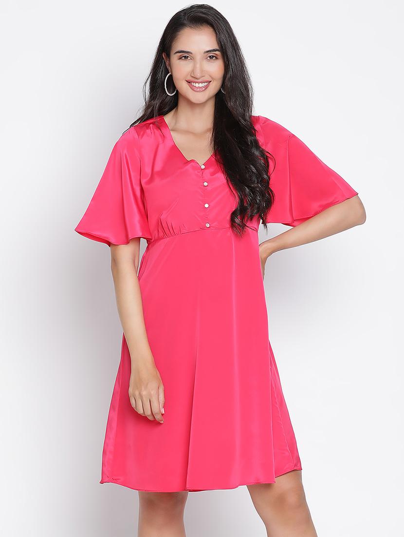 women coral polyester a-line dress - 21399411 - Zoom Image - 0