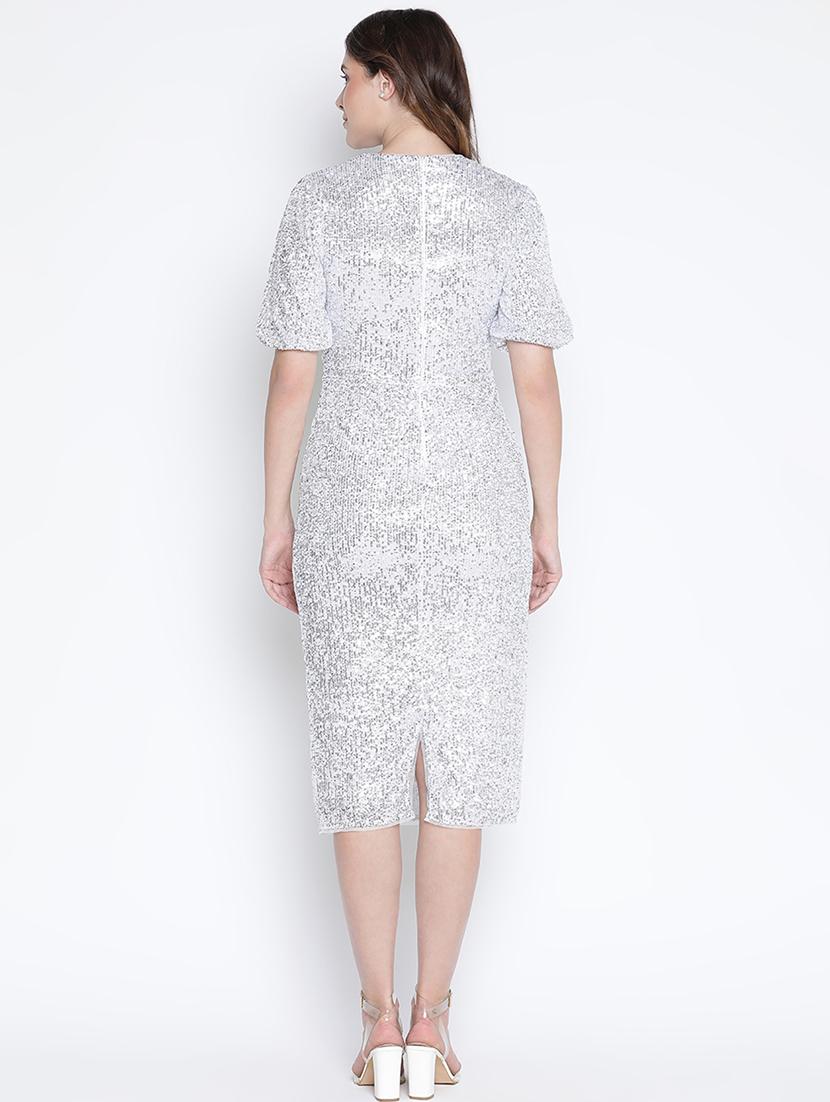 women white polyester sheath dress - 21399429 - Standard Image - 4