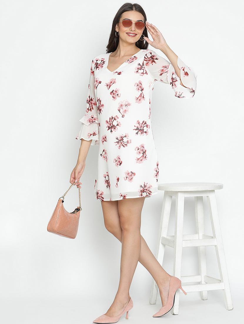 white floral printed shift dress - 21399433 - Standard Image - 4