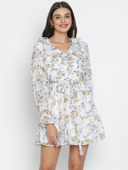 women white polyester fit & flare dress - 21399435 -  Standard Image - 0