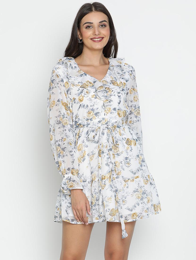 women white polyester fit & flare dress - 21399435 -  Zoom Image - 0