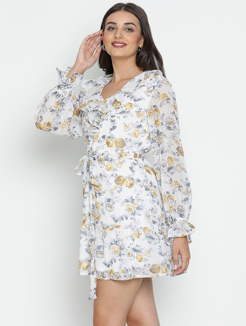 women white polyester fit & flare dress - 21399435 - Standard Image - 1
