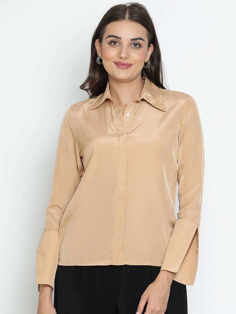 beige solid a line top - 21399443 - Zoom Image - 0