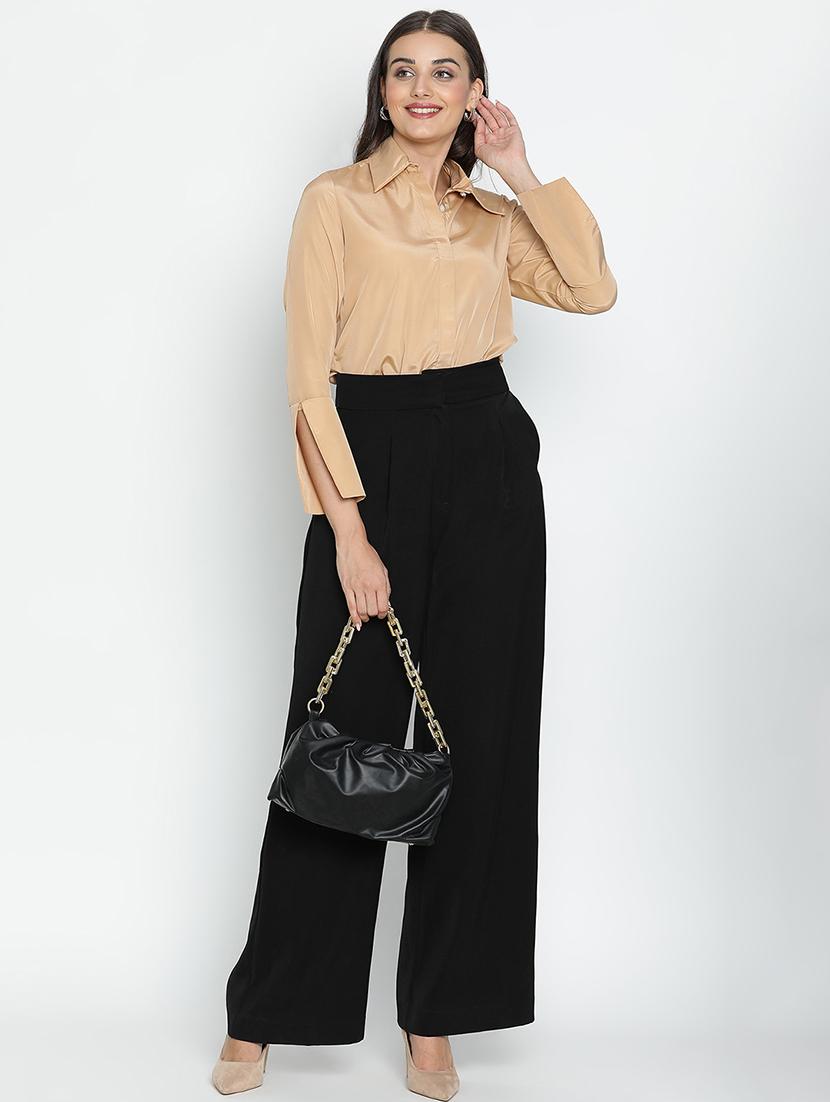 beige solid a line top - 21399443 - Standard Image - 4