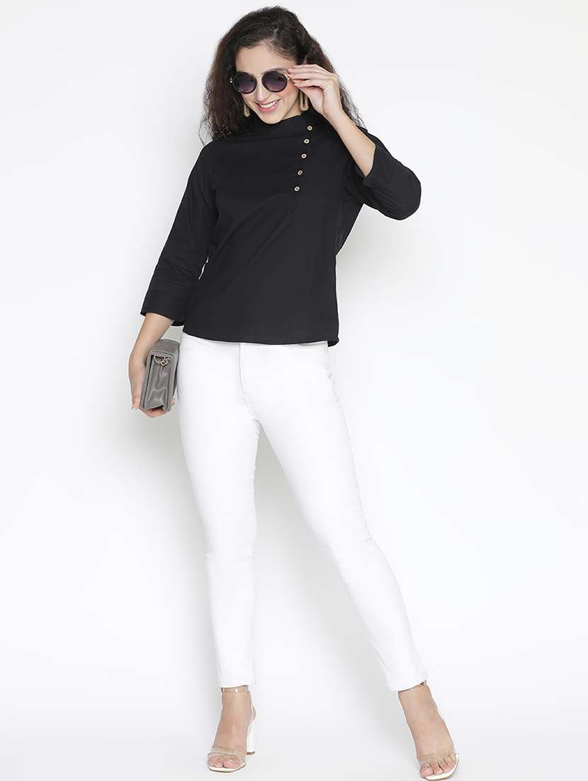 women black polyester regular top - 21399444 - Standard Image - 4