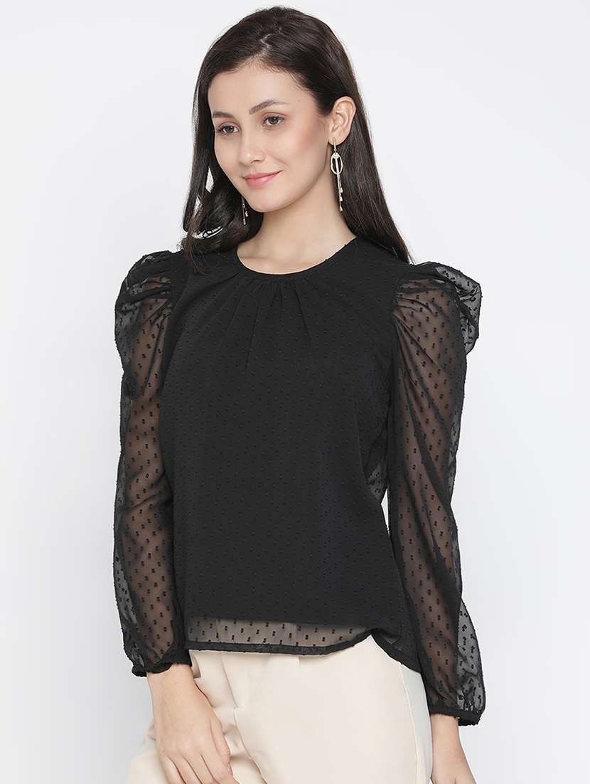 women black polyester regular top - 21399448 -  Standard Image - 1