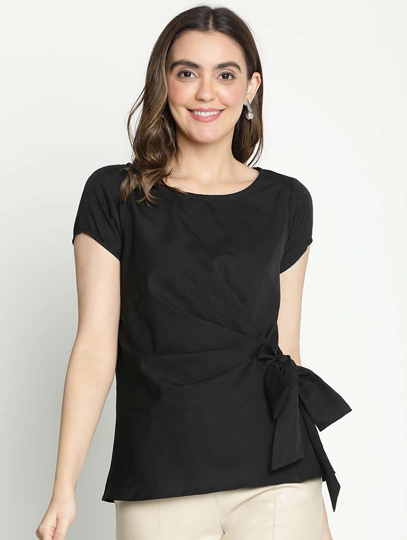 women black polyester regular top