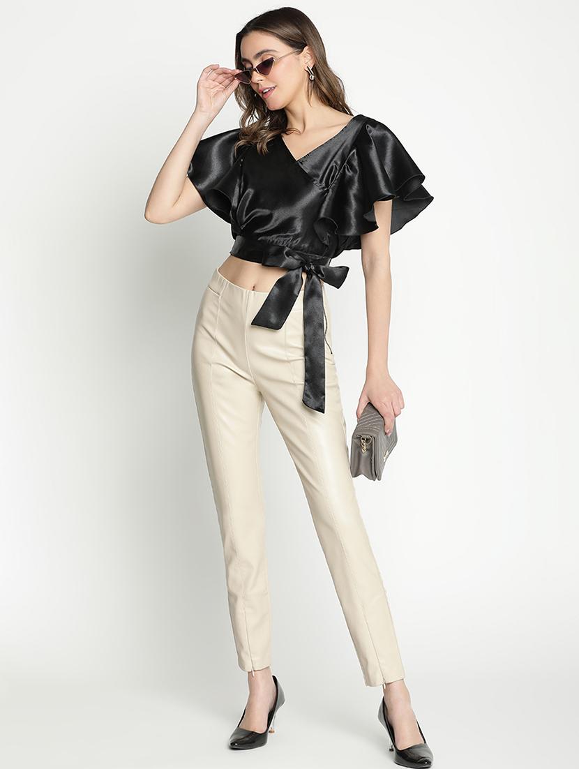 women black polyester crop top - 21399453 - Standard Image - 4