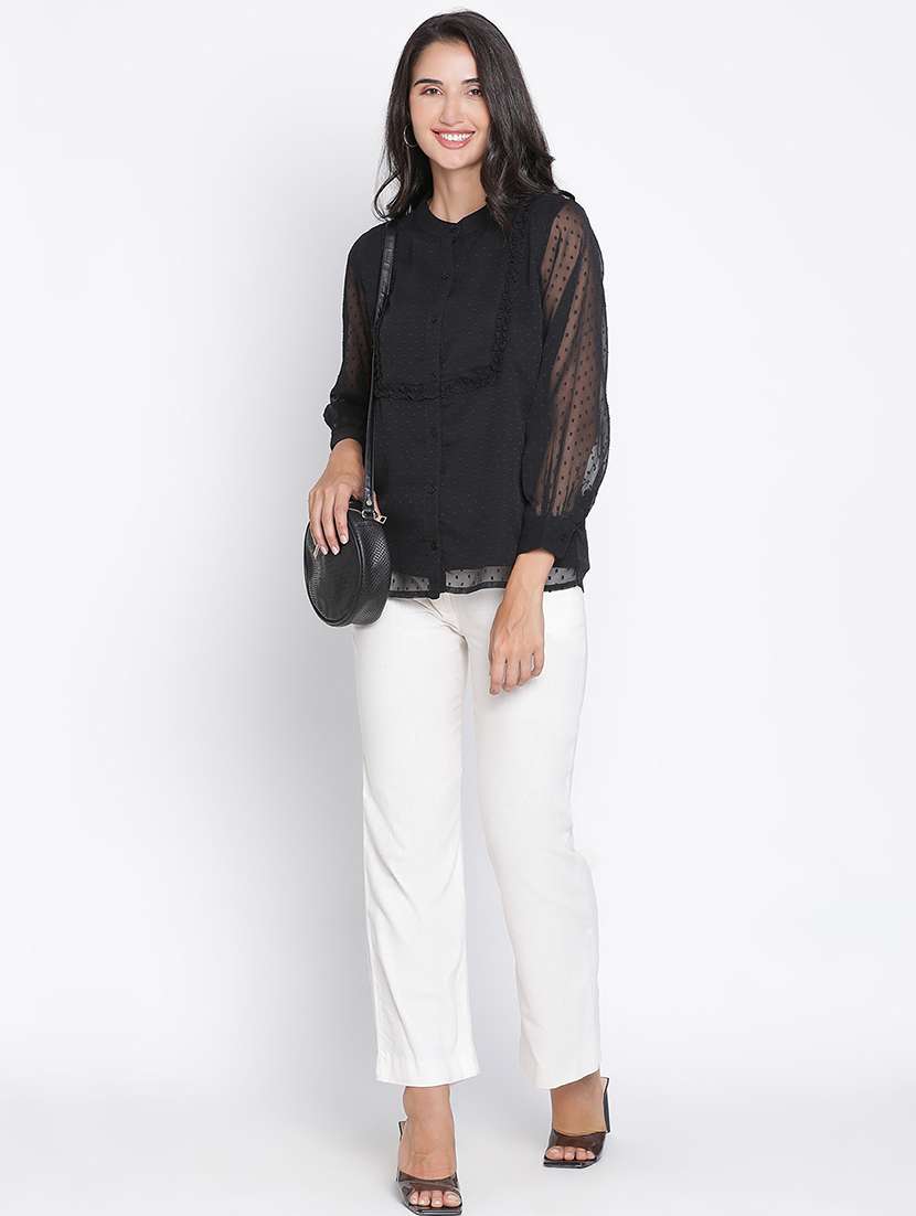 women black polyester straight top - 21399458 - Standard Image - 4