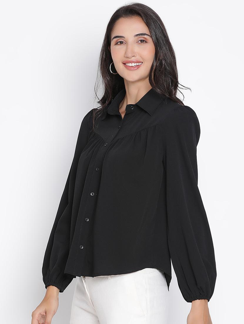 women black polyester regular shirt - 21399459 - Standard Image - 1