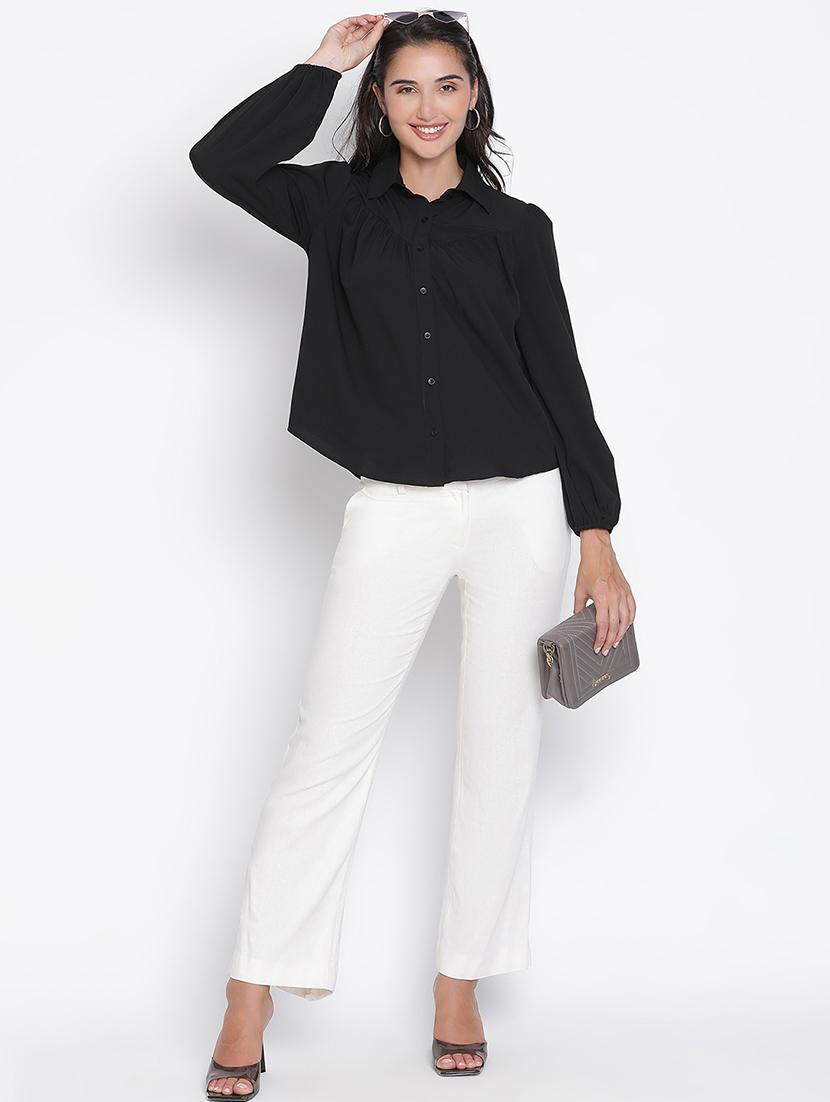 women black polyester regular shirt - 21399459 - Standard Image - 4