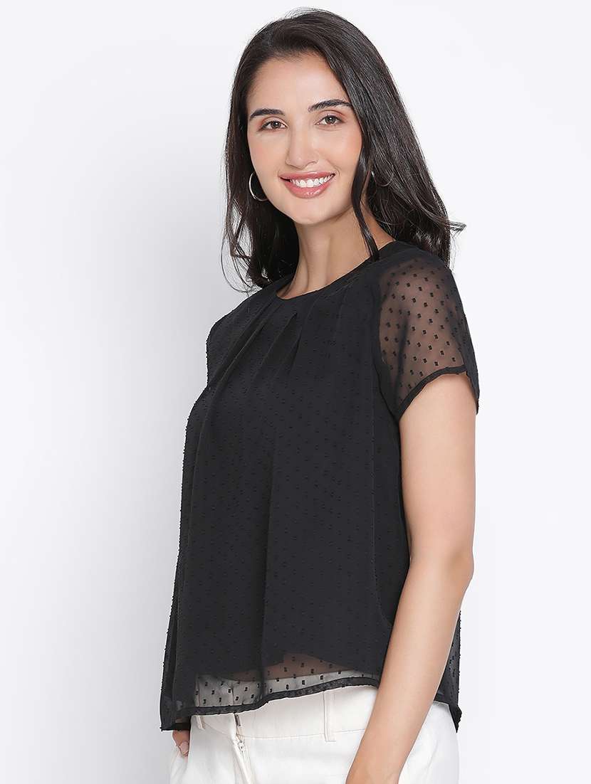 women black polyester a line top - 21399460 -  Standard Image - 1