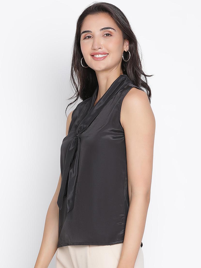 black solid regular top - 21399461 - Standard Image - 1