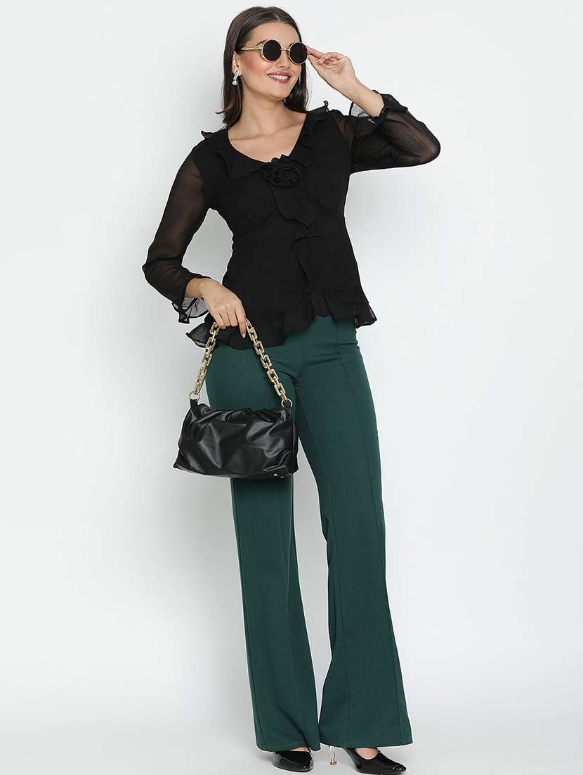 women black polyester a line top - 21399463 - Standard Image - 4