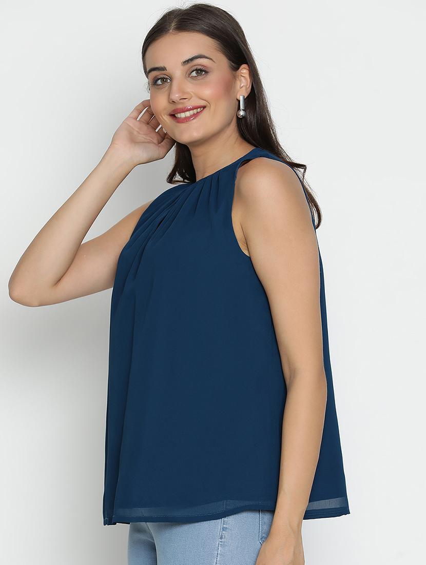 women blue polyester a line top - 21399482 - Standard Image - 1